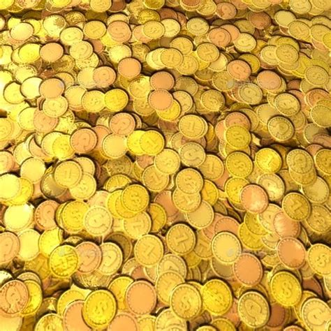 A Pile Of Gold Coins Sitting On Top Of Each Other