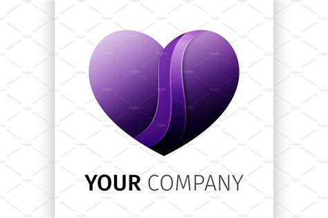 Purple Heart Logo Design Ribbon Illustrator Graphics Creative Market