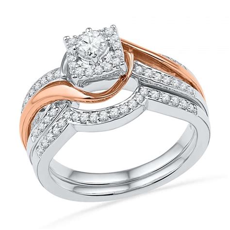 12 Ct Tw Two Tone Square Engagement Ring Set In 10k 14k Or