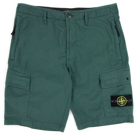Stone Island Stretch Cotton Tela Cargo Shorts Green V0057 Onu
