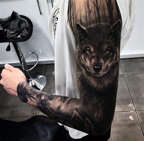 Shaded Black And Grey Ink Guys Unique Wolf Tattoo Ideas Trendy Tattoos