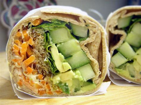 A Fresh Veggie Wrap With Hummus Avocado And A Simple Dressing Added