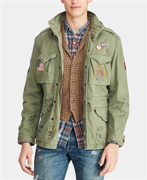 Polo Ralph Lauren Twill Graphic Field Jacket In Army Olive Green For