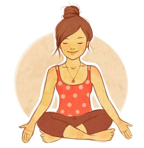 Meditating Woman Illustration Yoga Series Drawing Yogi Physical