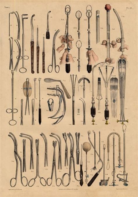 Antique Medical Anatomy Print Surgical Instruments Pl 19 Bourgery 1831