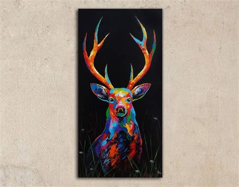 Portrait Of Deer Acrylic Painting On Canvas Etsy In 2020 Acrylic