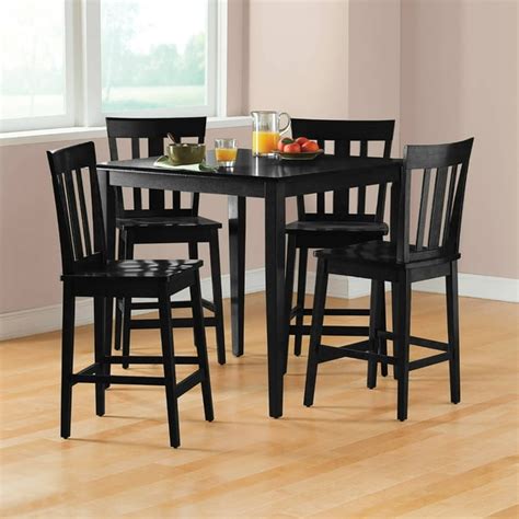 Mainstays 5 Piece Mission Style Counter Height Dining Set Including Table And 4 Chairs Black