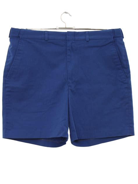 Retro 80's Shorts: 80s -Adjust a Band- Mens dark sky blue background polyester cotton blend flat ...