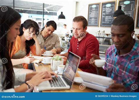 Customers In Busy Coffee Shop Stock Photo Image Of Horizontal Happy