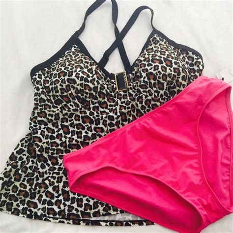 Xl 2pc Bathing Suit Set Cheetah Print Pink Nwt Bathing Suit Set