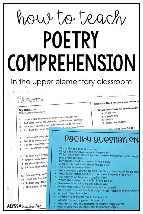 Poetry Comprehension For Upper Elementary Alyssa Teaches