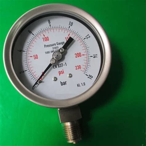 Stainless Steel Pressure Gauge En837 1 0 16bar 0 230psi English