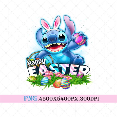 Stitch Happy Easter PNG Bunny Easter Egg Stitch Easter PNG | Etsy