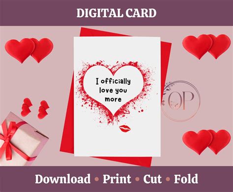 Printable Valentines Day Card I Officially Love You More Valentines