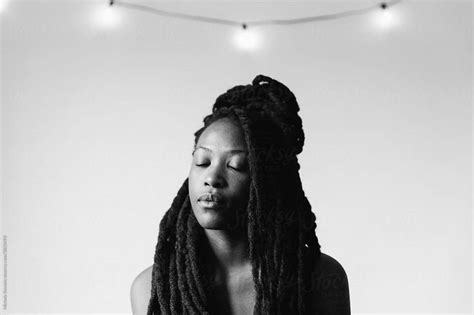 Portrait Of Beautiful Black Woman With Dreadlocks Hair By Michela