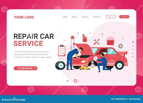 Landing Page Template Car Service Repair Repaint And Tune Up Design