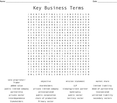 Key Business Terms Word Search Wordmint Word Search Printable
