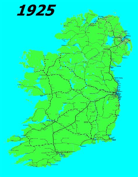 Irelands Railway Maps Between 1925 And 1975 Map For 1975 Is Broadly