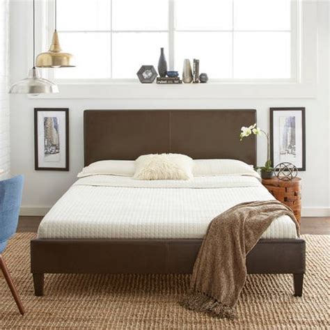 Premier Zurich Faux Leather Twin Brown Upholstered Platform Bed Frame