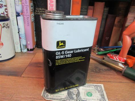John Deere Gl 5 Gear Lubricant Oil Can Empty 1 Qt 85w140 Gas Motor Tin