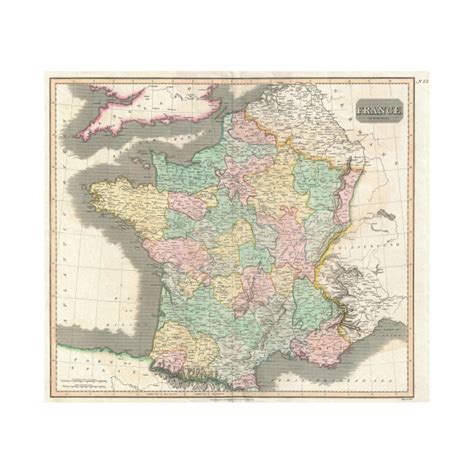 Vintage Map Of France 1814 France Map Tapestry Teepublic