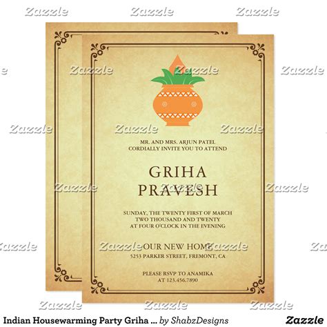 Maybe you would like to learn more about one of these? Indian Housewarming Party Griha Pravesh Invitation | Zazzle.com in 2020 | Housewarming ...