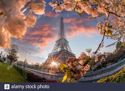Eiffel Tower During Spring Time In Paris France Stock Photo Alamy