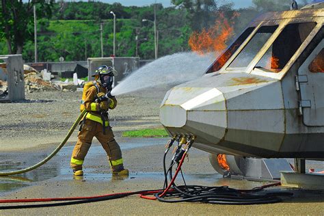 Firefighters Feel The Heat During Airport Rescue Fire Fighting Exercise