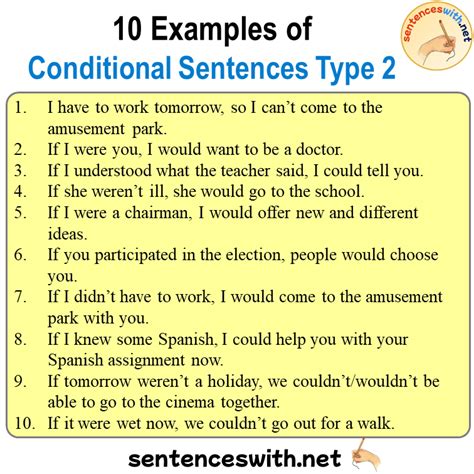 10 Examples Of Conditional Sentences Type 2 If Clauses Type Second