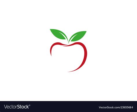 Lined Apple With Green Leaf Logo Royalty Free Vector Image