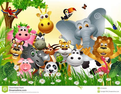 Funny Animal Wildlife Cartoon Collection Royalty Free