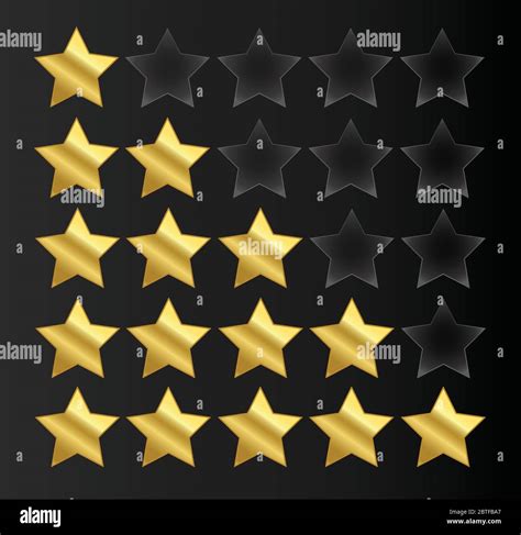 Five Star Rating Icon Vector Illustration Isolated On Black Gradient