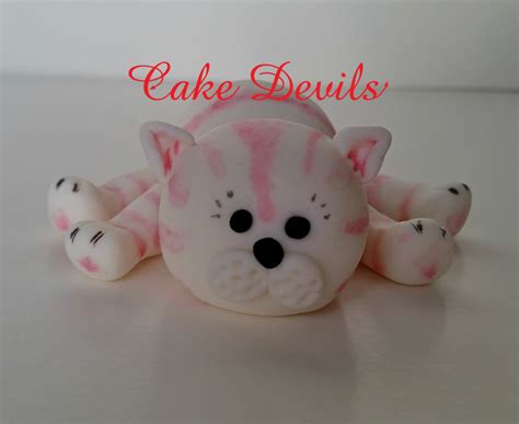 Fondant Cat Cat Cake Topper With Flowers And Name Pink Cat Cat Cake