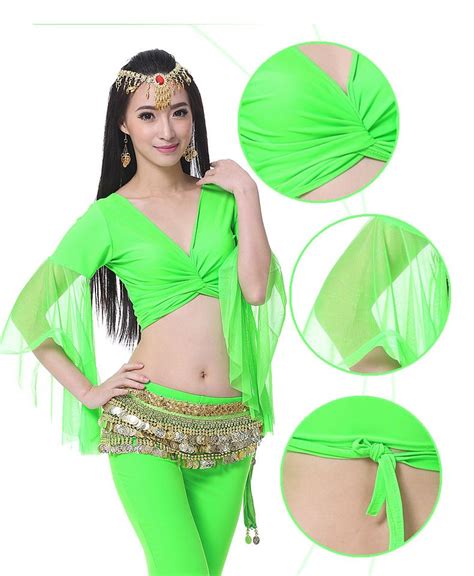 2021 Sexy Belly Dance Top For Women Belly Dancing Costume Yoga Tops Big Gauze Sleeves Top From
