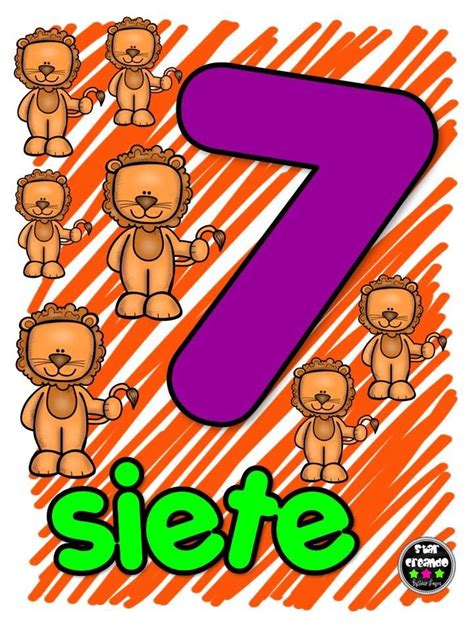 The Number Seven With Teddy Bears In Orange And Green Colors On An