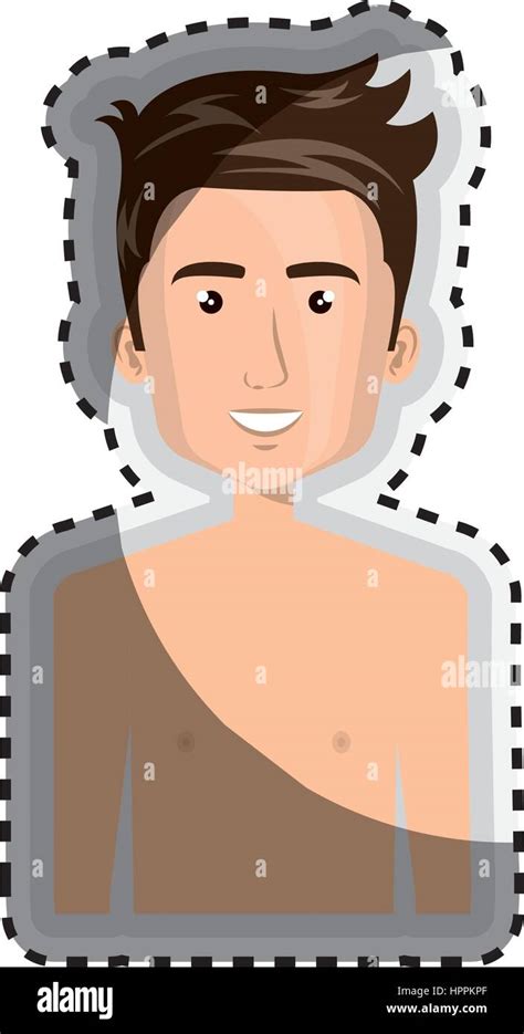 Sticker Half Body Cartoon Fit Man Stock Vector Image And Art Alamy