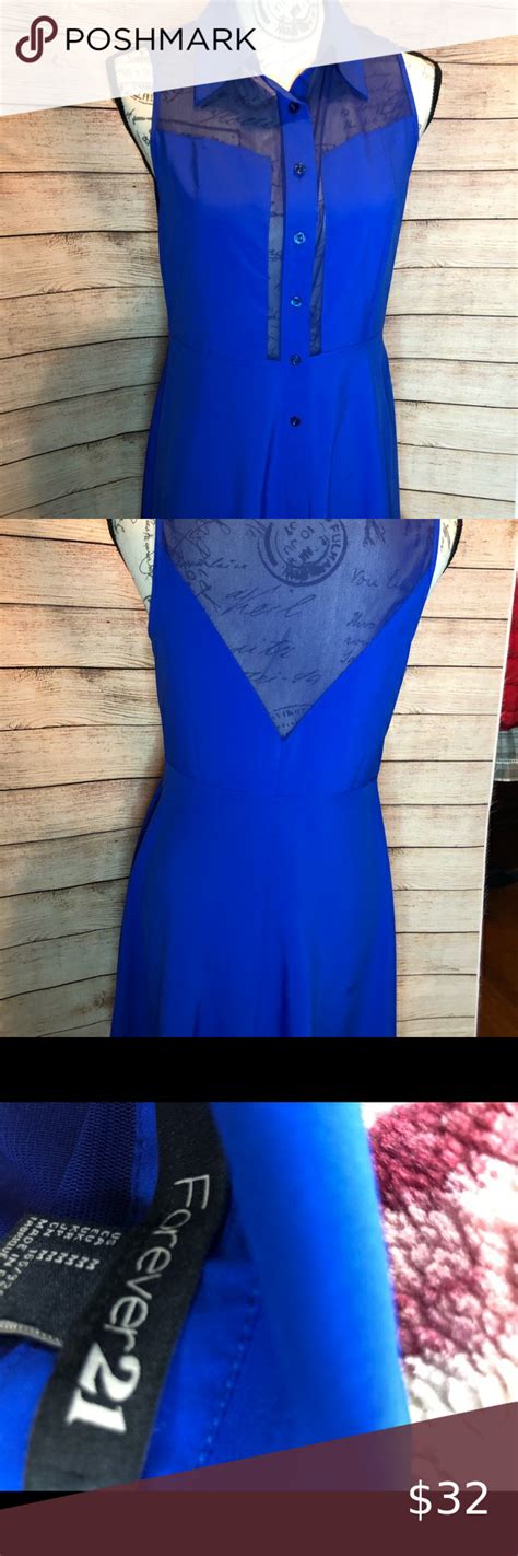 Forever 21 Pretty Blue Dress With Sheer Panels Pretty Blue Dress Bright Blue Dresses Blue