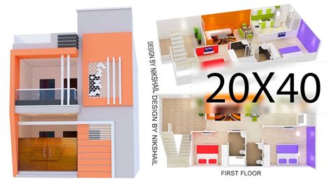 20x40 House Plan With 3d Elevation By Nikshail Youtube