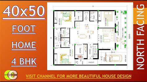 40x50 Foot Modern House Plan Ii Front Garden Ii Big Car Porch Ii 4 Bhk