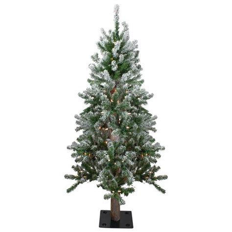 4ft Pre Lit Flocked Alpine Artificial Christmas Tree Clear Lights