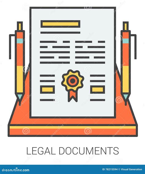 Legal Documents Line Icons Stock Vector Illustration Of Isolated