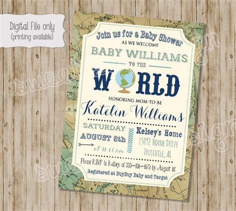 Welcome To The World Baby Shower Invitation Baby Boy Or Baby