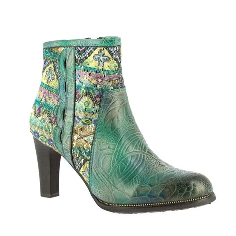 Laura Vita Albane 10 Womens Leather Ankle Boots Turquoise