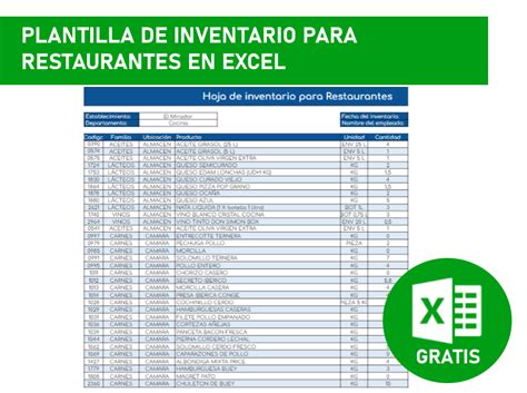 Plantilla De Inventario De Un Restaurante Excel Gratis