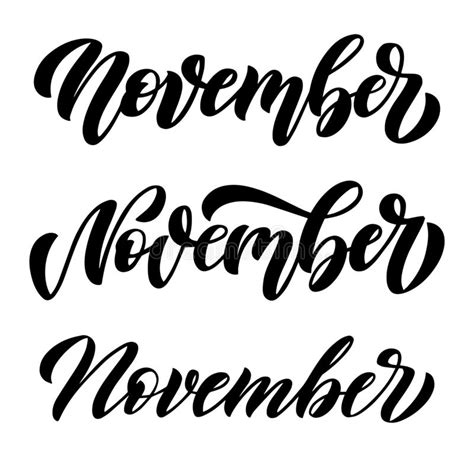 November Set Of Three Minimalistic Black And White Vector Scripts With