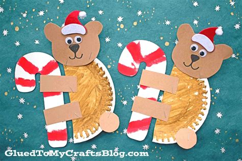 Paper Plate Christmas Bear And Candy Cane Holiday Kid Craft Idea