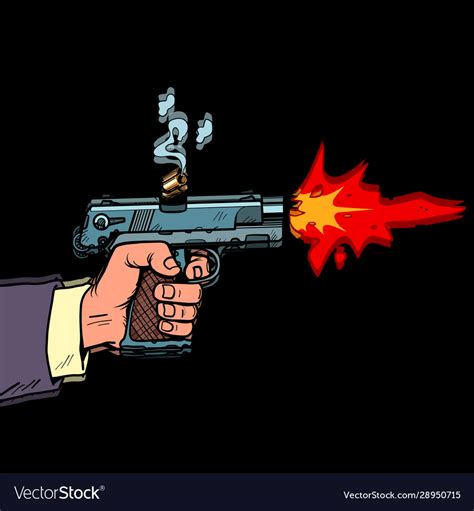 Shot From A Gun Comic Style Attack Bullet Attack Vector Image