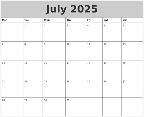 Calendar July 2025-june 2025