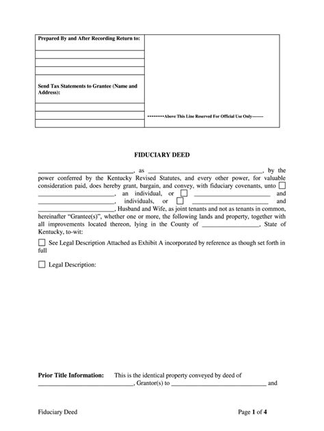 Ky Fiduciary Deed Fill Online Printable Fillable Blank Pdffiller