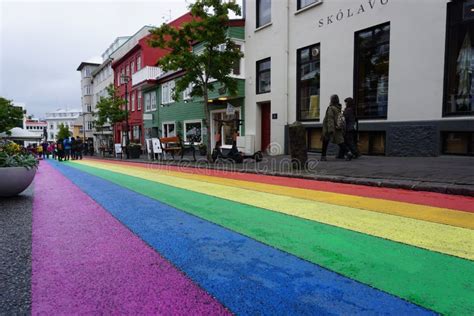 Iceland Reykjavík August 7th 2022 Pride Month Rainbow Road In
